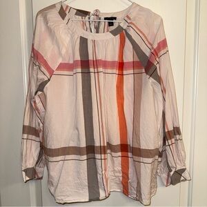 Ann Taylor Striped Blouse - Pink, Orange, Brown, coastal grandma, spring time.